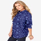 Plus Size Kate Long Sleeve Easy Cotton-Blend Button-Front Shirt image number null