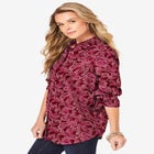 Plus Size Kate Long Sleeve Easy Cotton-Blend Button-Front Shirt image number null