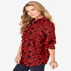 Plus Size Kate Long Sleeve Easy Cotton-Blend Button-Front Shirt image number null