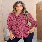 Plus Size Kate Long Sleeve Easy Cotton-Blend Button-Front Shirt image number null