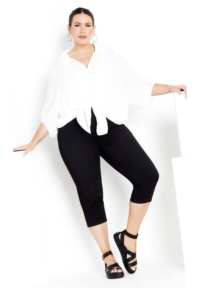 Pull On Cropped Denim Legging image number 2