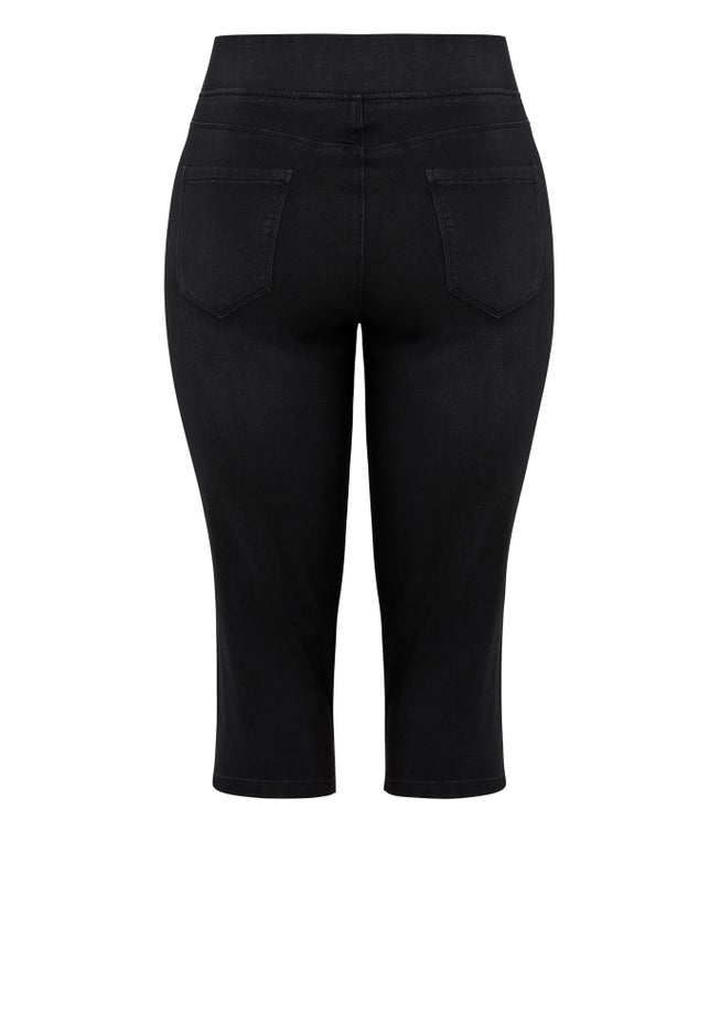 Pull On Cropped Denim Legging image number 4