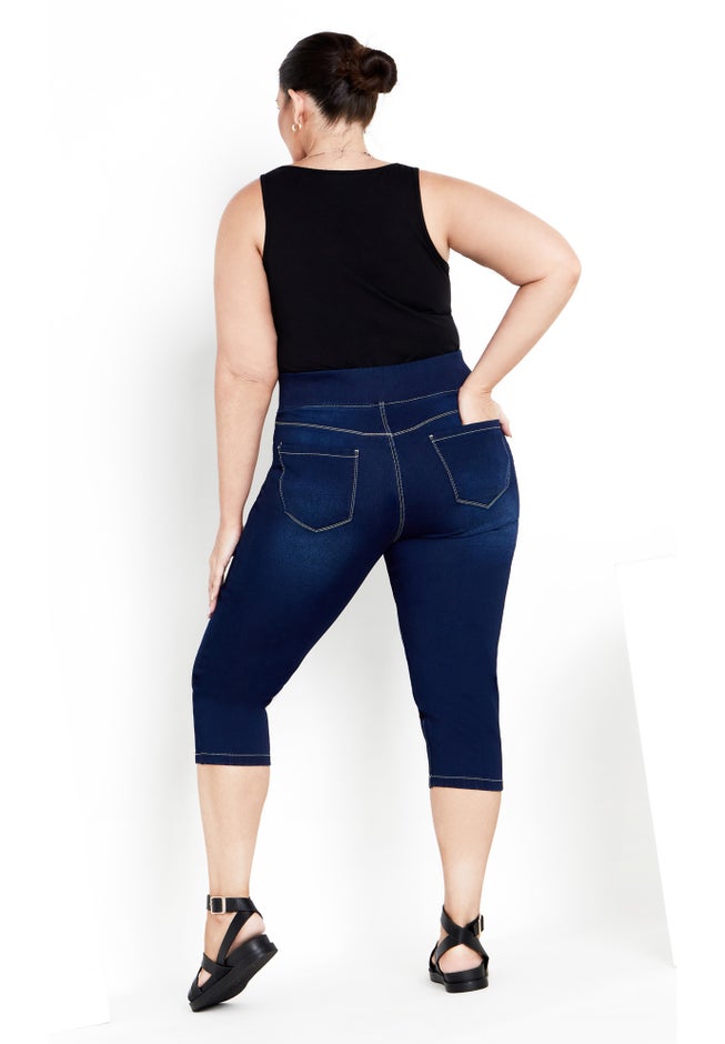 Pull On Cropped Denim Legging image number 2