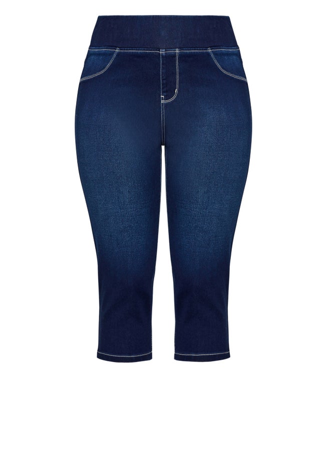 Pull On Cropped Denim Legging image number 3
