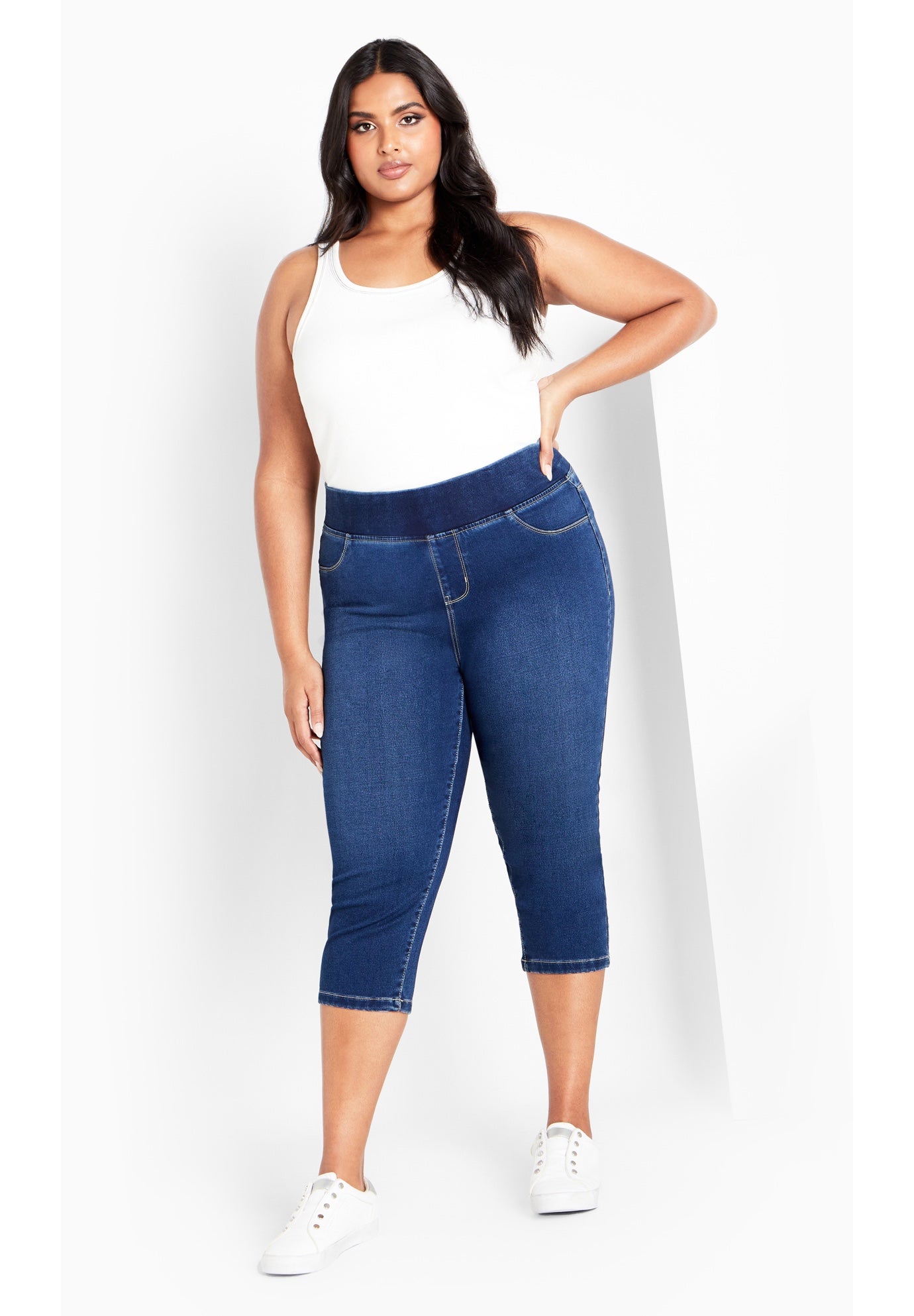 Pull On Cropped Denim Legging image number 1