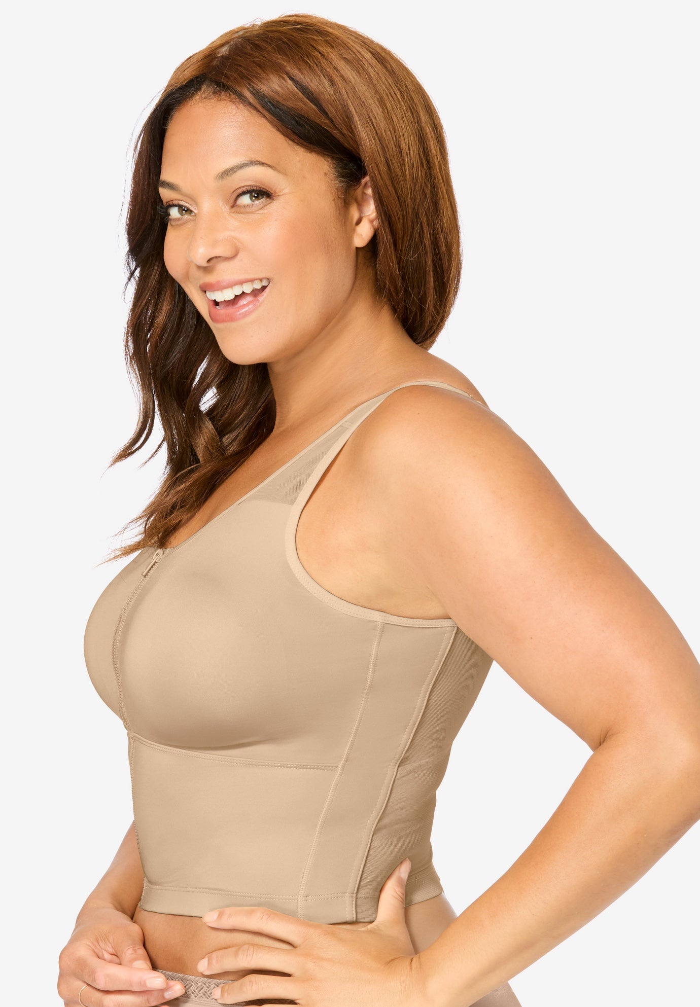 Comfort Choice® Longline Zip-Front Posture Bra image number 2