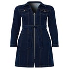 Belted Stretch Denim Dress image number null