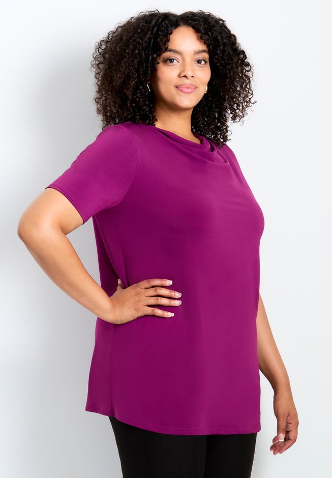 Cowl Neck Short Sleeve Top image number 3