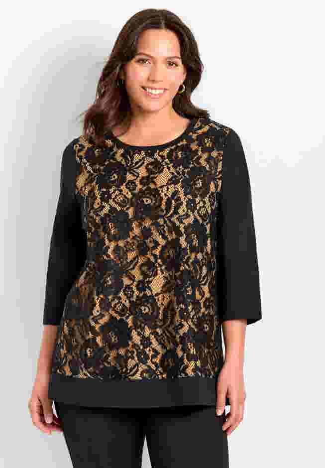 Lace Crewneck Tee image number 0