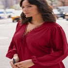 Scallop Trim Peasant Blouse image number null