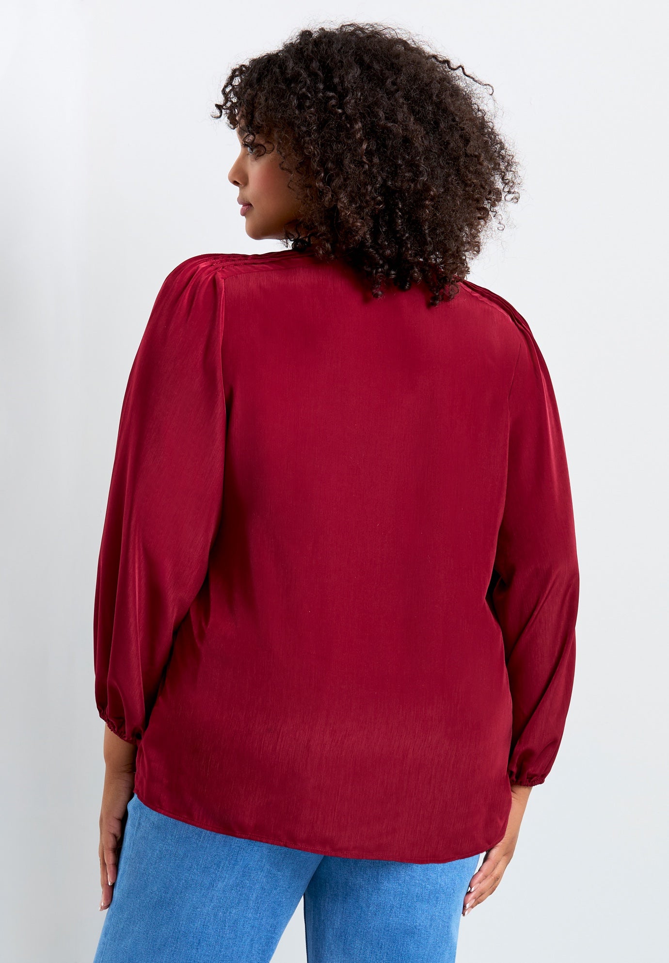 Scallop Trim Peasant Blouse image number 2