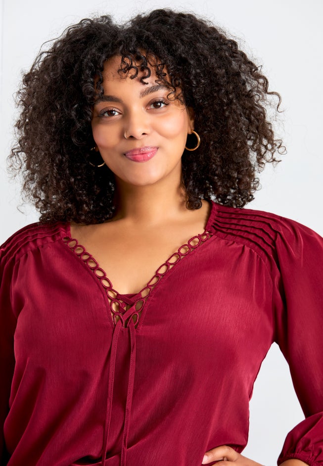 Scallop Trim Peasant Blouse image number 4
