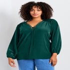 Scallop Trim Peasant Blouse image number null