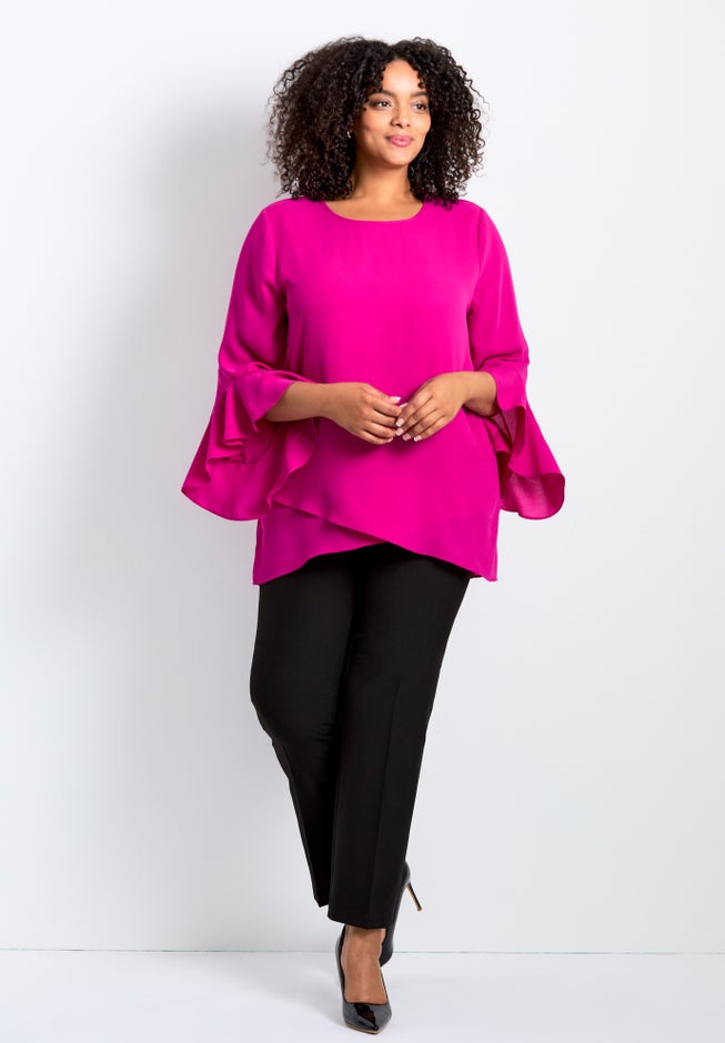 Ruffle Sleeve Tulip Hem Blouse image number 1