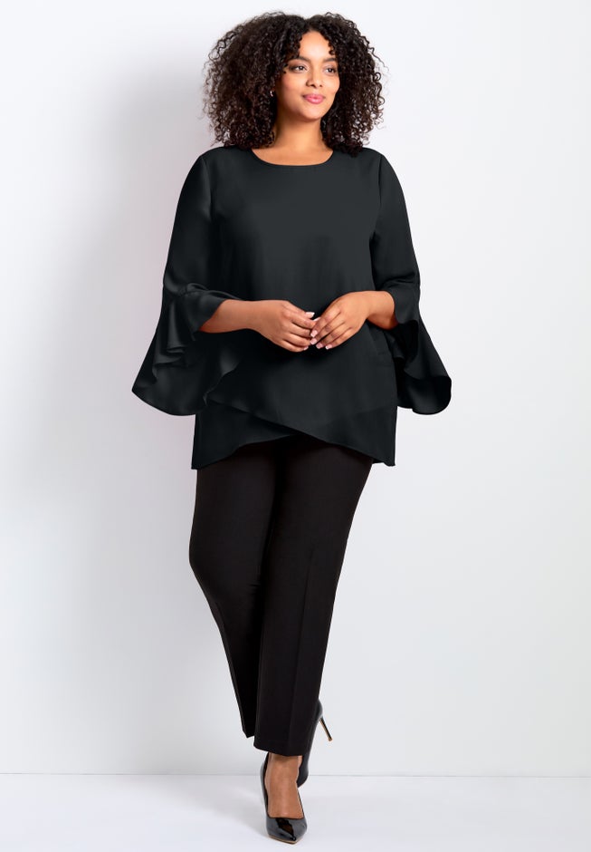 Ruffle Sleeve Tulip Hem Blouse image number 1