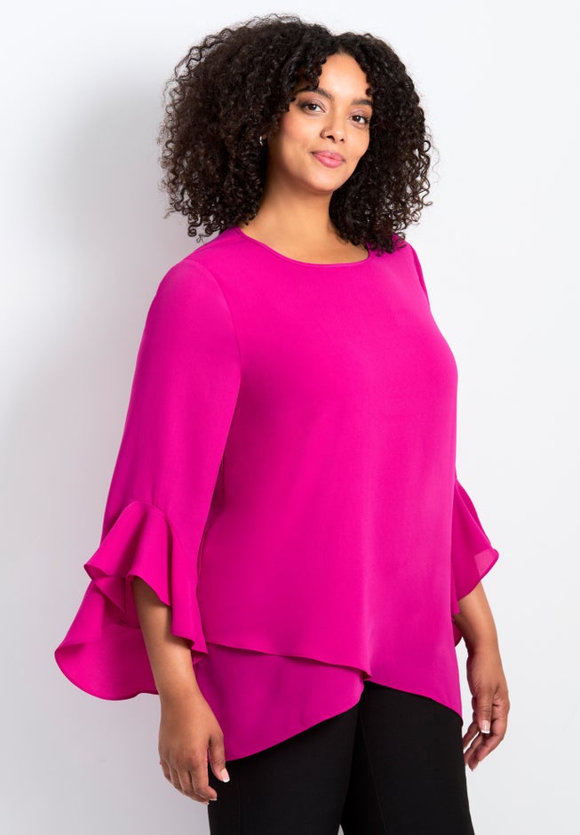 Ruffle Sleeve Tulip Hem Blouse image number 3