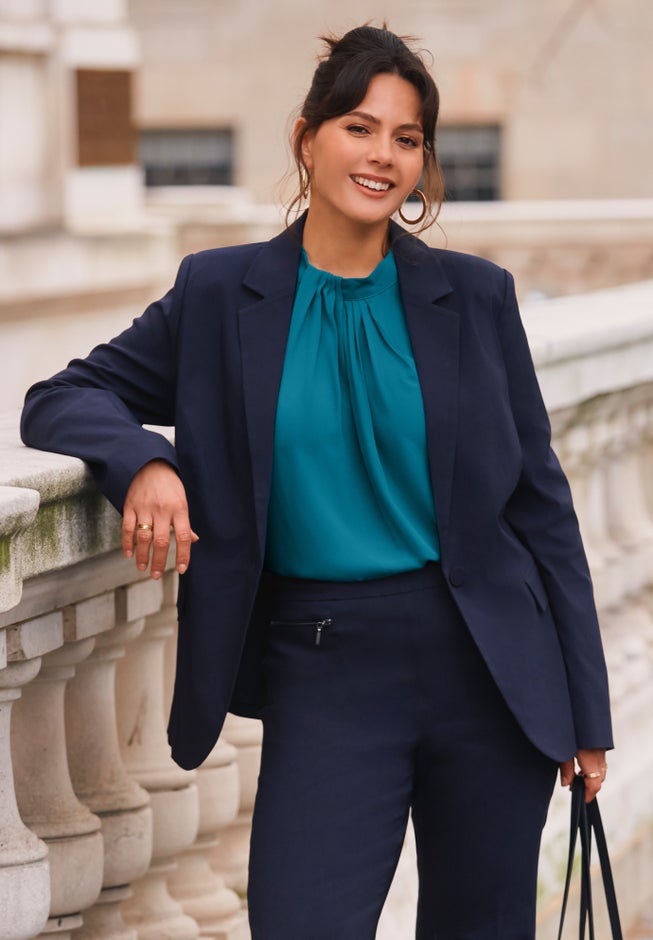 Twist Front Mockneck Flutter Sleeve Blouse image number 1