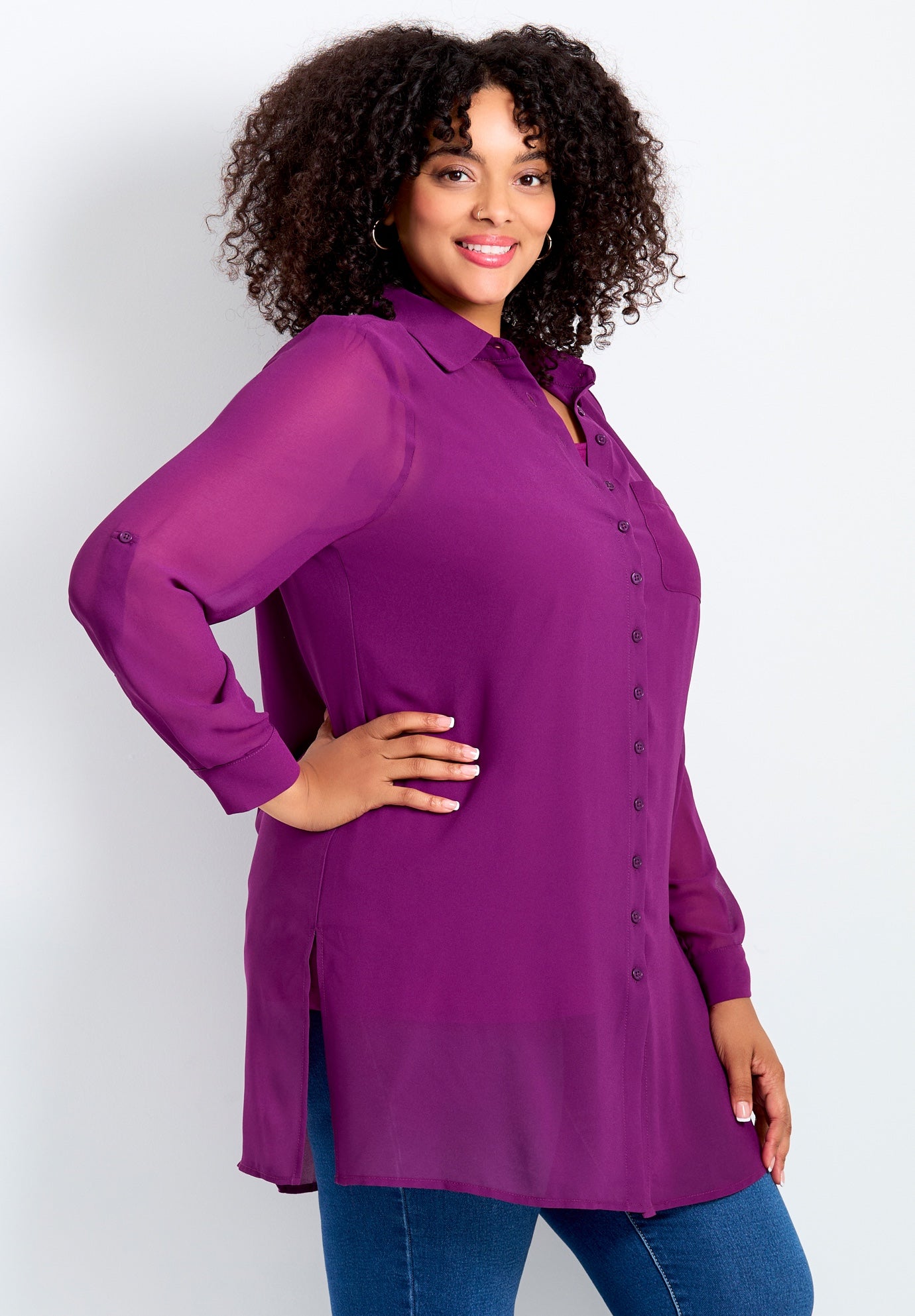 Convertible Button Down Tunic image number 3