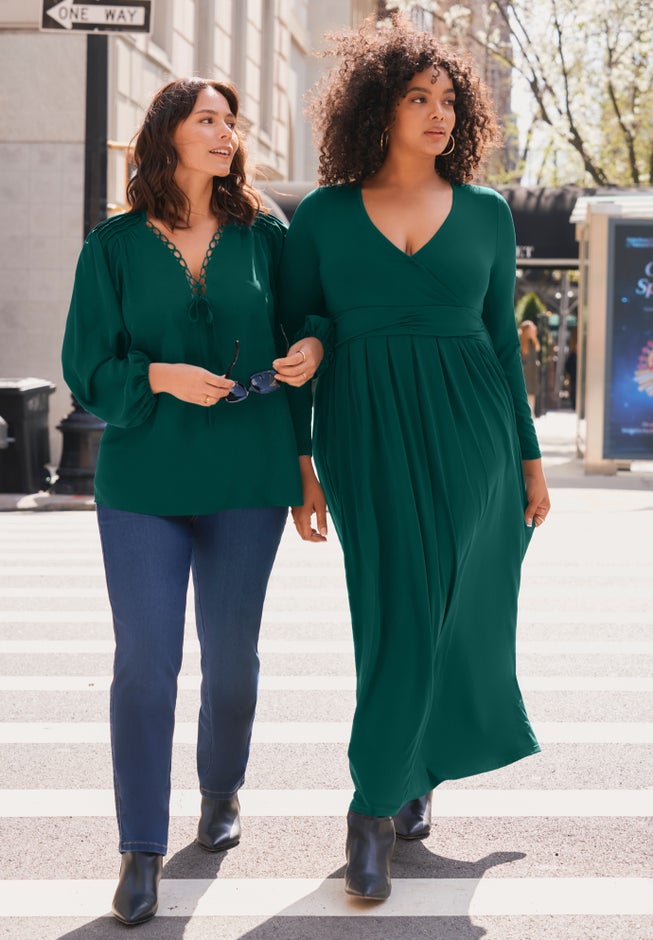 Faux Wrap Flare Maxi Dress image number 1