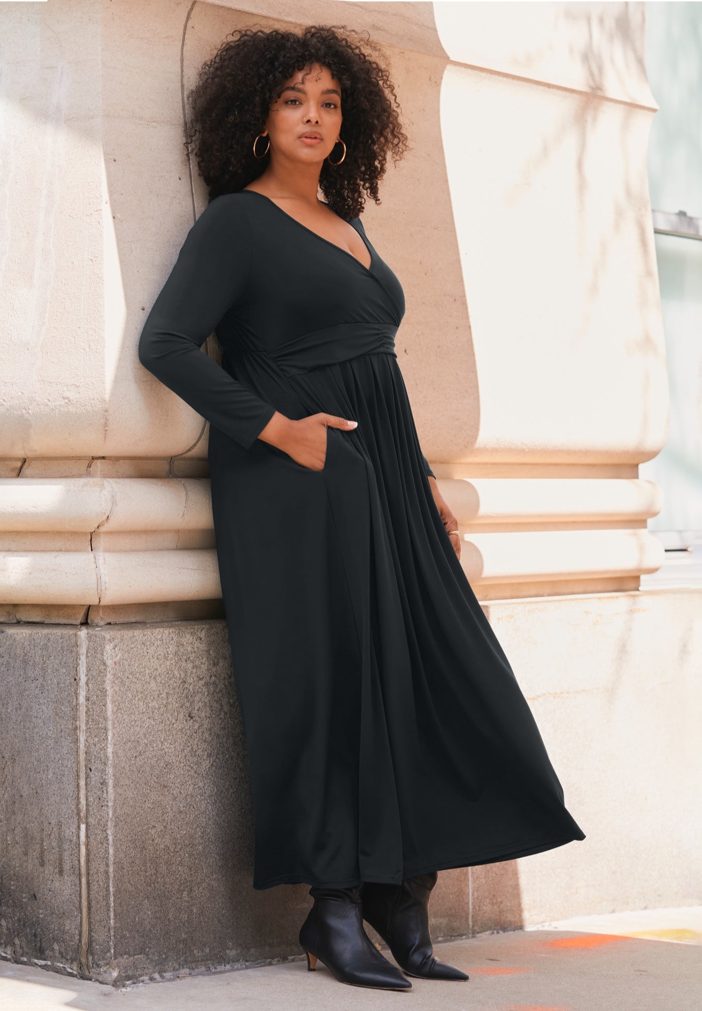 Faux Wrap Flare Maxi Dress image number 1