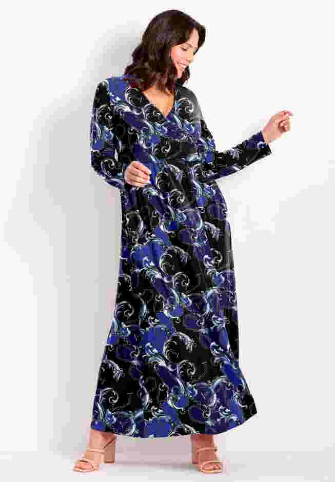 Faux Wrap Flare Maxi Dress image number 0