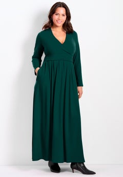 Faux Wrap Flare Maxi Dress