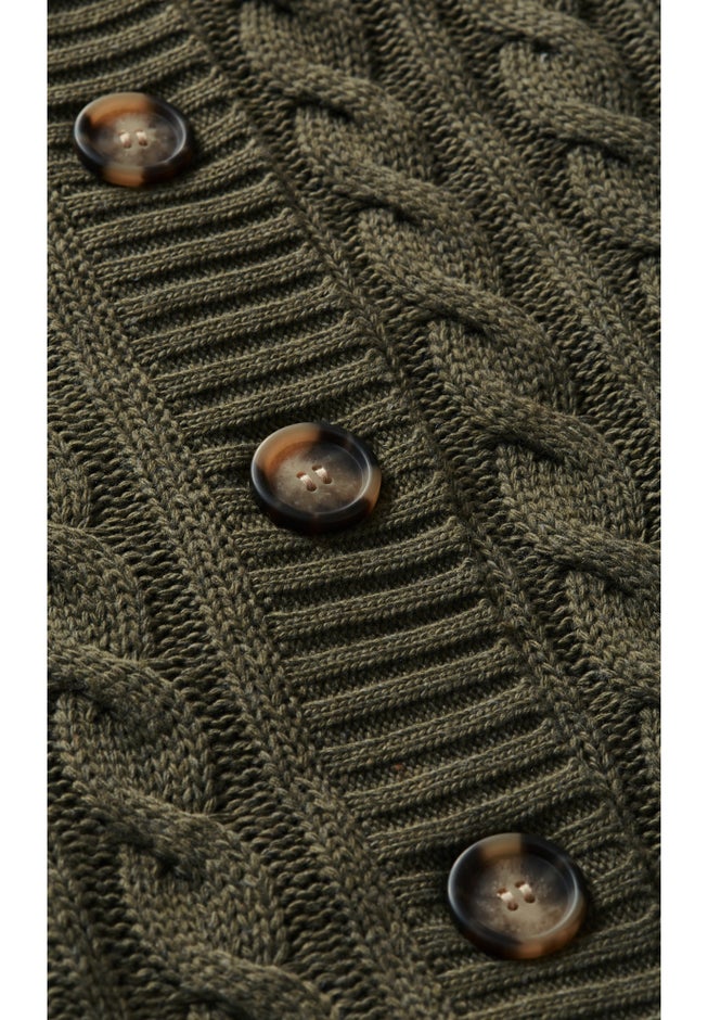 Cara Cable Knit V Neck Cardigan image number null