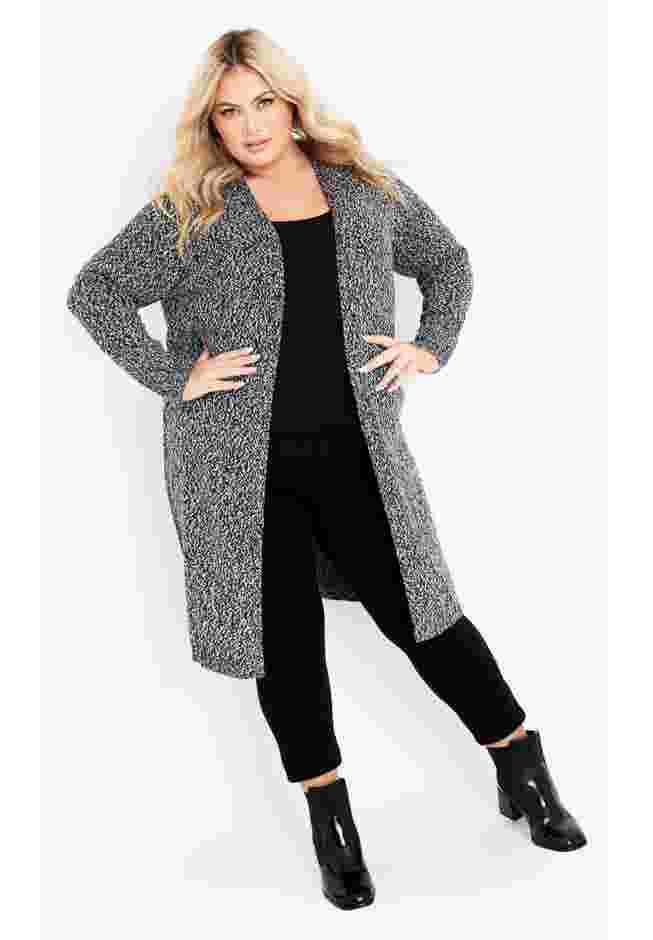 Charmed Collarless Longline Cardigan image number 1