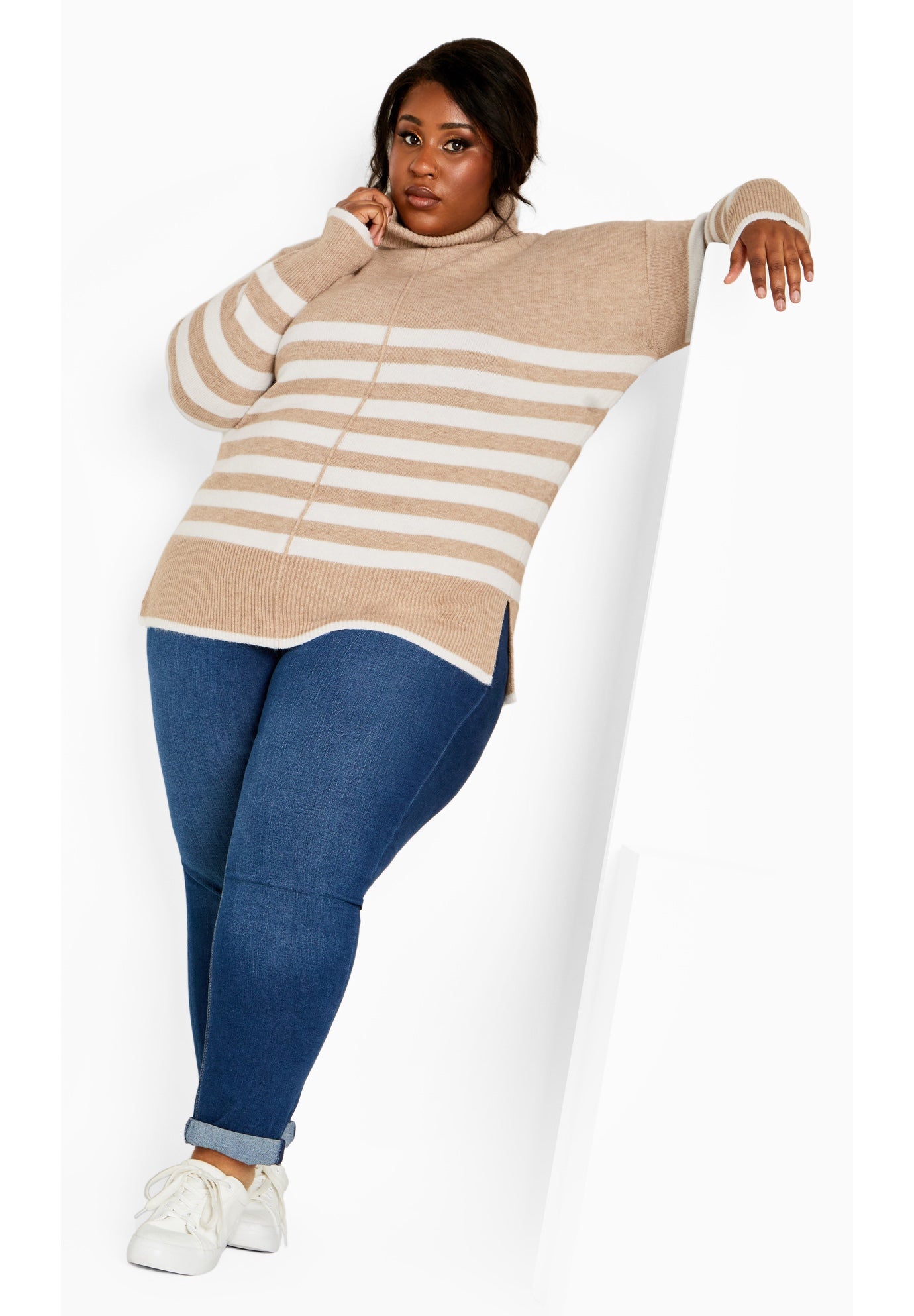 Livvy Roll Neck Stripe Sweater image number 2