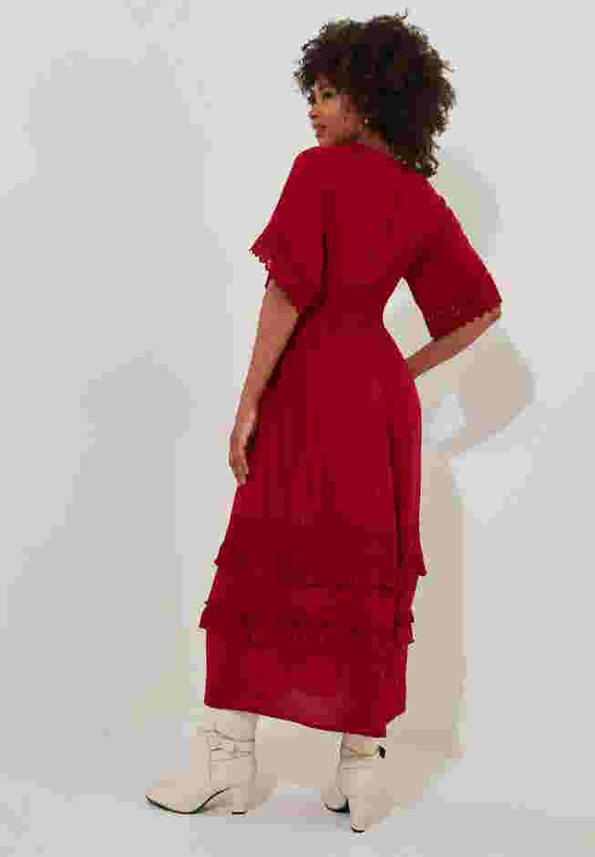 Crochet Trim Boho Midi Dress image number 3