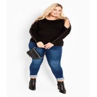 Cold Shoulder Full Length Sleeves Sweater image number null