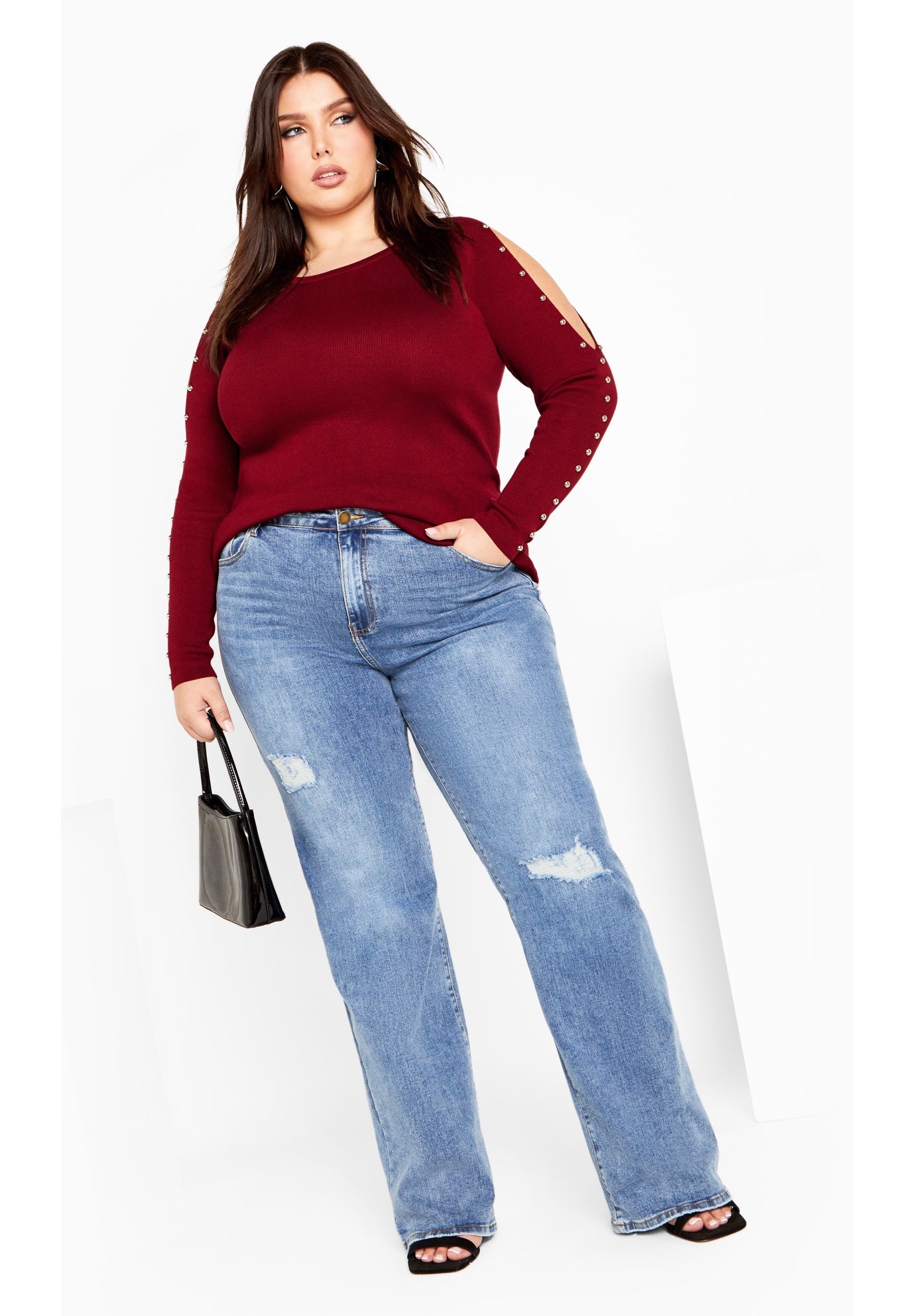 Cold Shoulder Full Length Sleeves Sweater image number 1