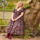 V-Neck Flounce Midi Dress image number null