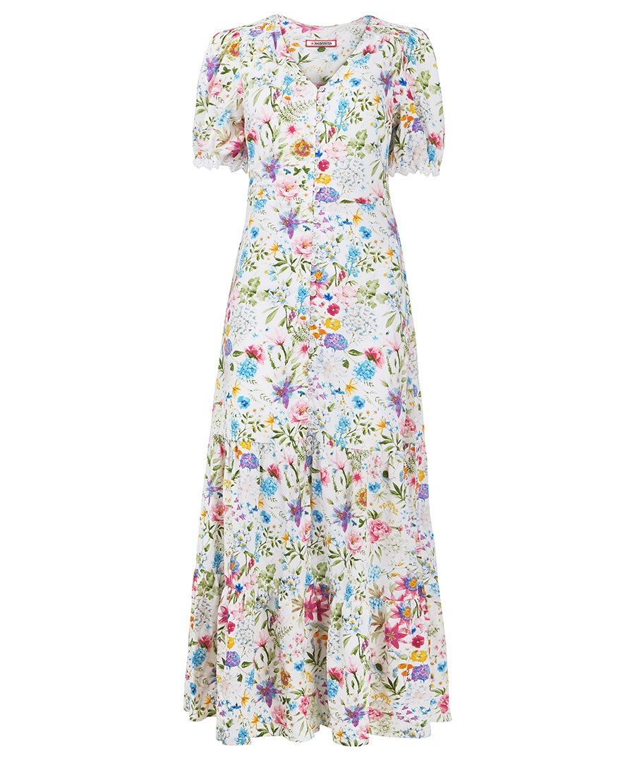 V-Neck Tiered Midi Dress image number 3