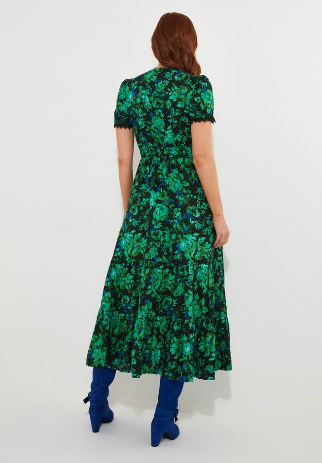 V-Neck Tiered Midi Dress image number 3