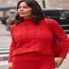 Mock Neck Cable Sweater image number null