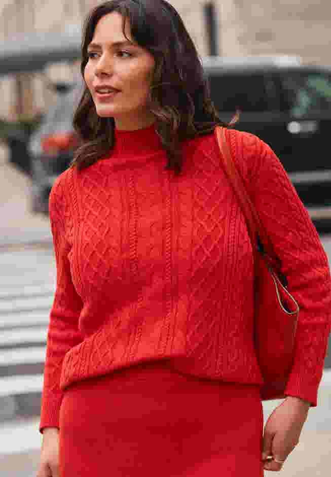Mock Neck Cable Sweater image number 1