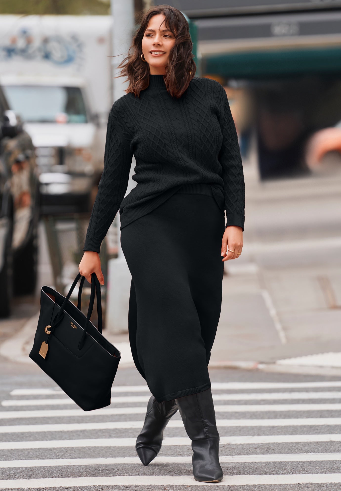 Mock Neck Cable Sweater image number 0