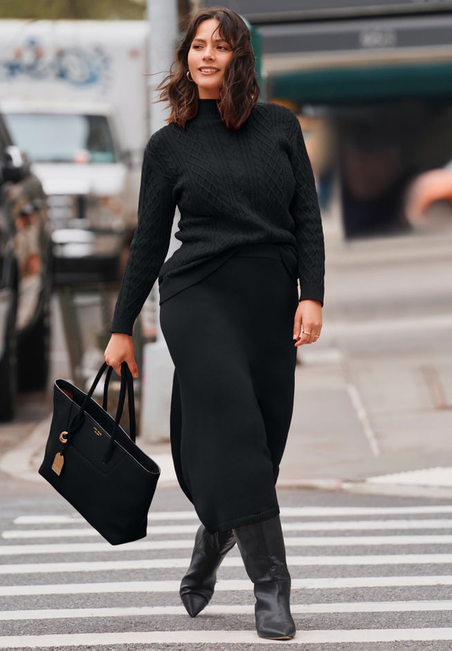 Mock Neck Cable Sweater image number 0