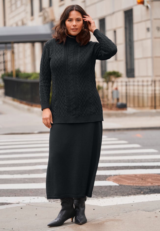 A-Line Midi Sweater Skirt image number 0