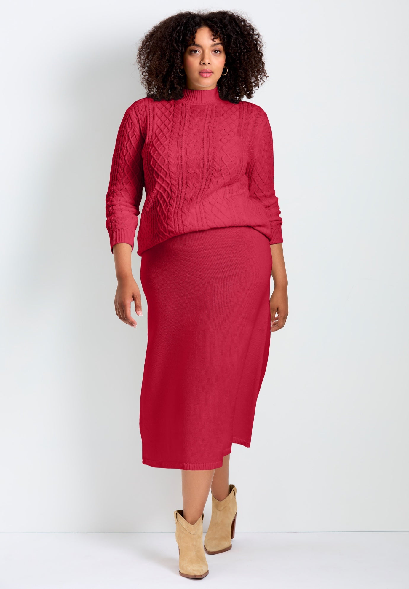 Mock Neck Cable Sweater image number 2