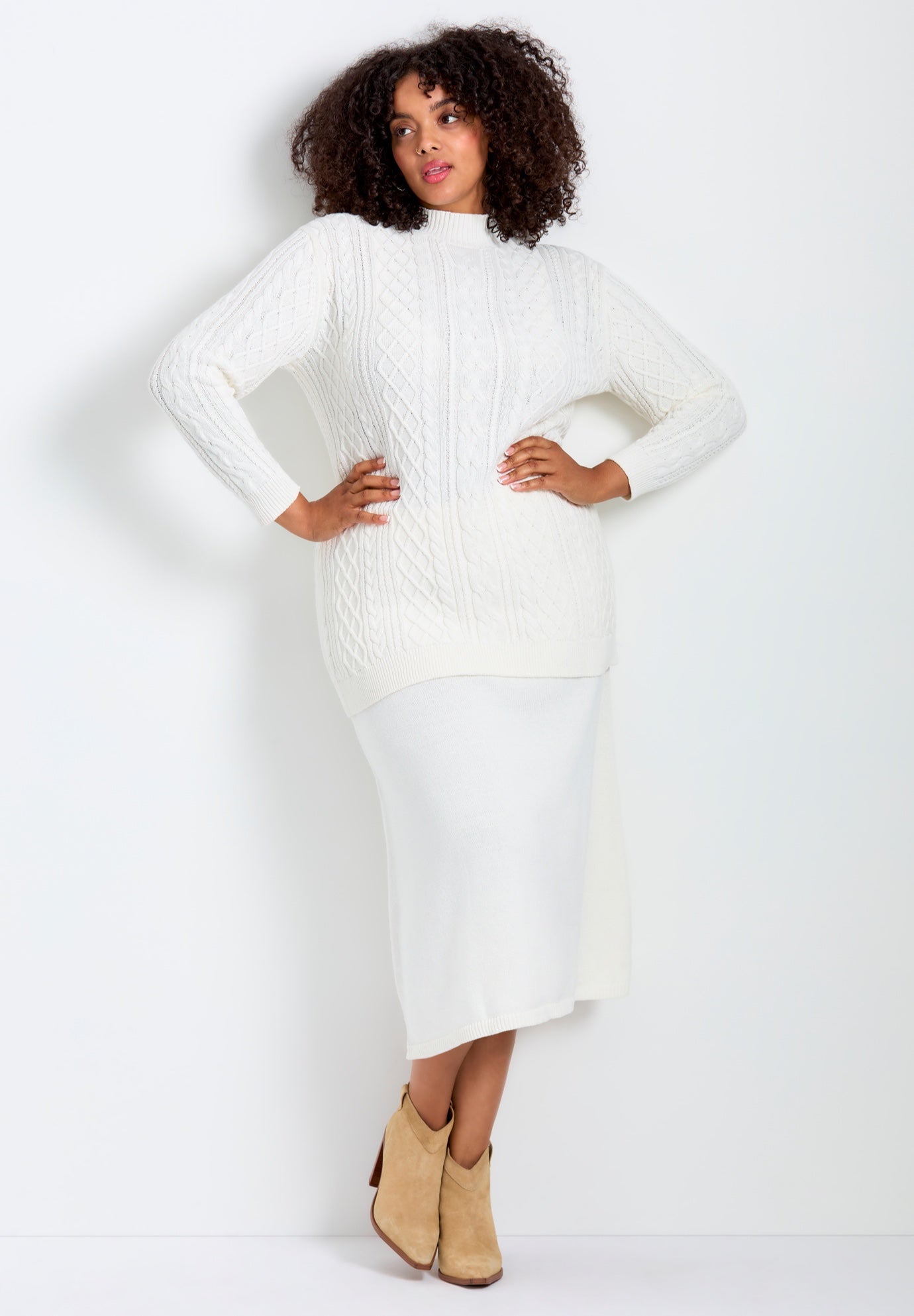 Mock Neck Cable Sweater image number 0