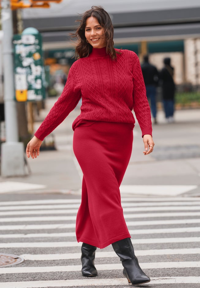A-Line Midi Sweater Skirt image number 1