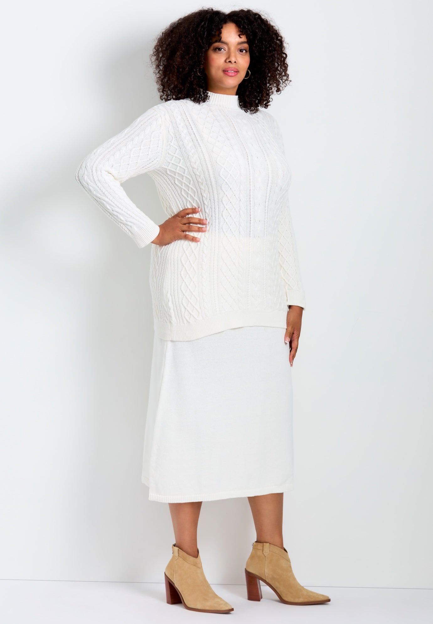 A-Line Midi Sweater Skirt image number 1