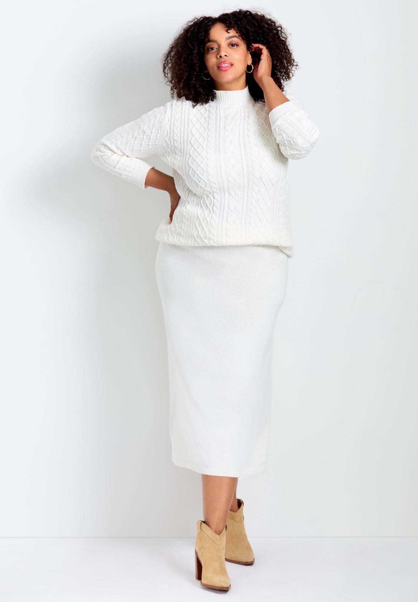 A-Line Midi Sweater Skirt image number 0