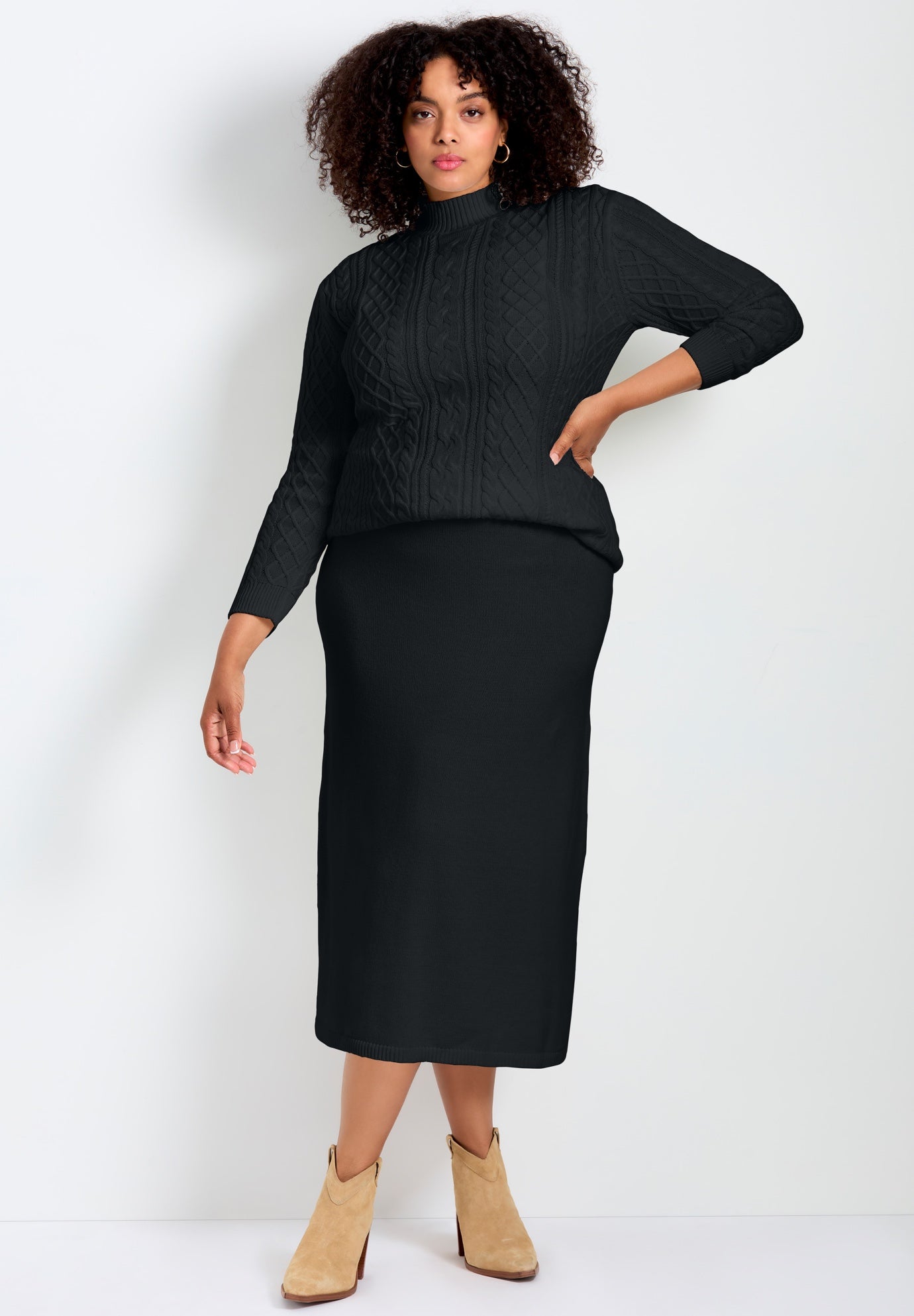 A-Line Midi Sweater Skirt image number 1