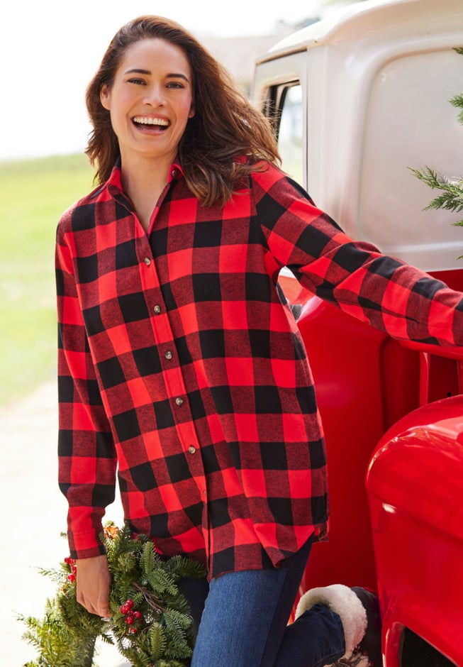 Plaid Double-Brushed Cotton Flannel Shirt image number 4