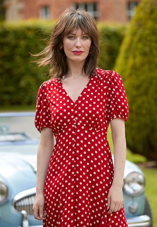 Retro Button-Front Knee-Length Dress image number null