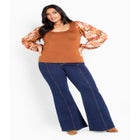 May Contrast Floral Sleeve Sweater image number null