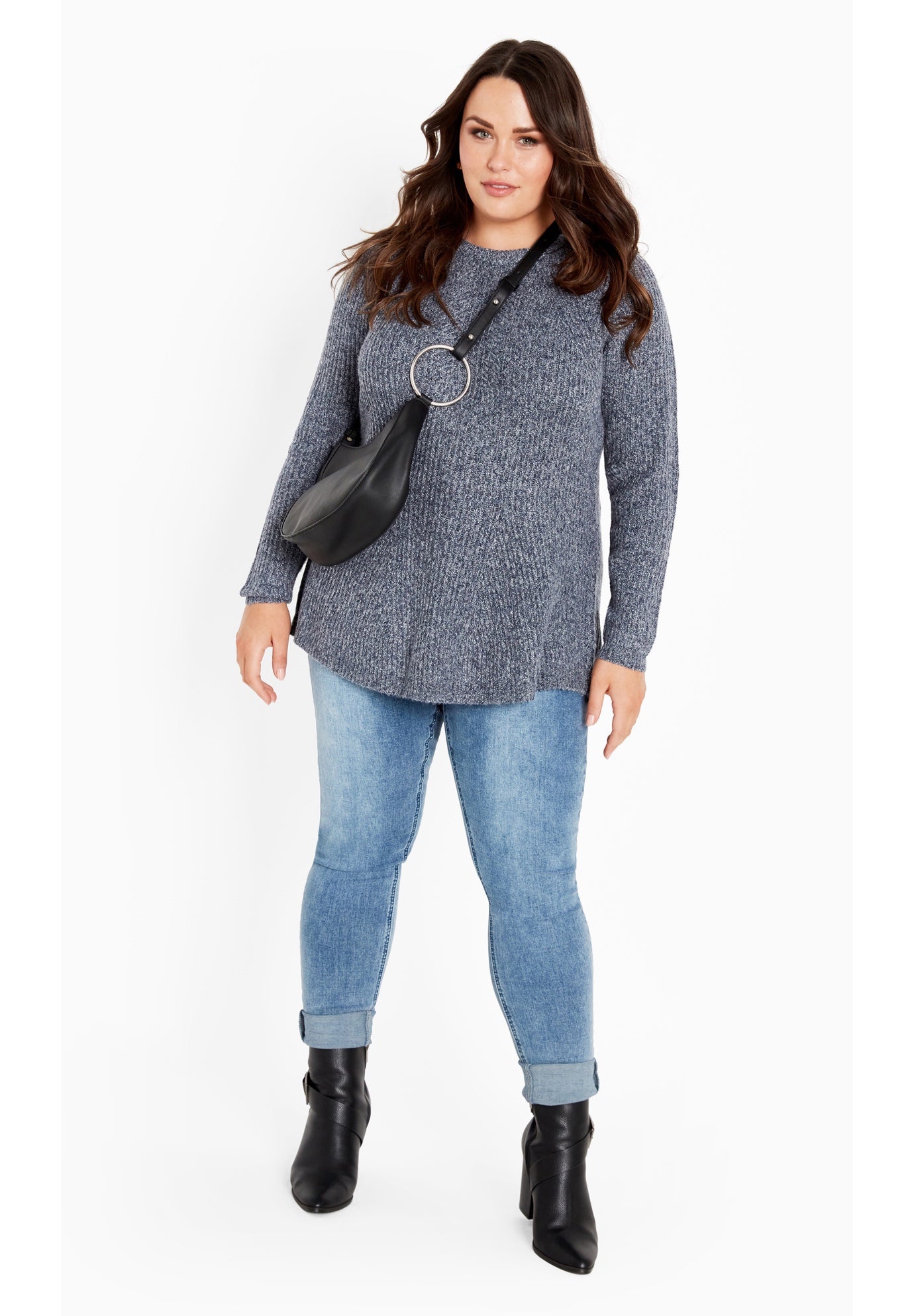 Tia Curved Hem Tunic Sweater image number 1